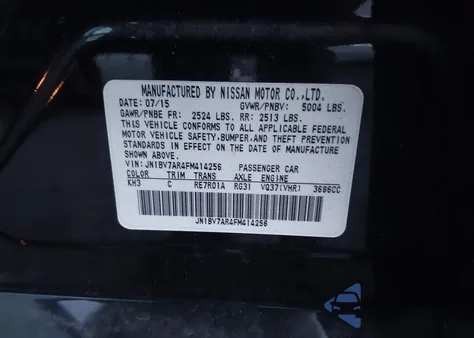 2015 Infiniti Q50 Premium from USA, damaged, VIN JN1BV7AR4FM414256